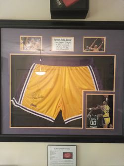Kareem Abdul jabbar museum quality signed game short's with certificate of authenticity