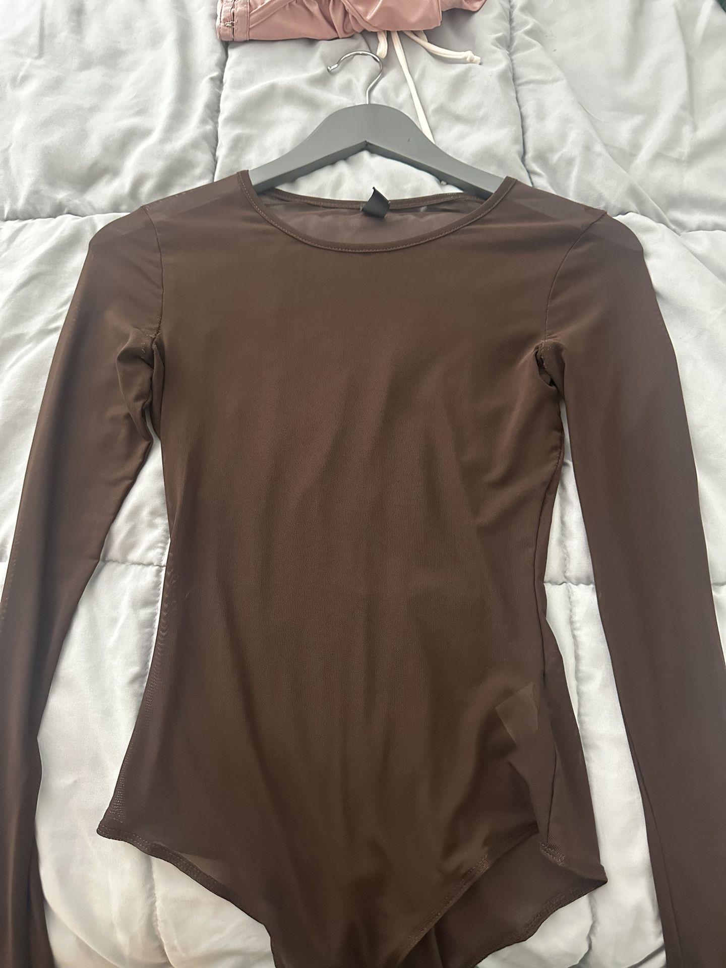 See Through Brown Bodysuit