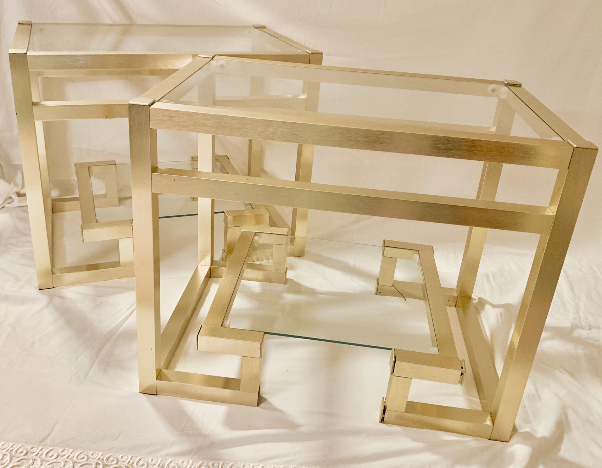 Vintage Brass and Glass End tables