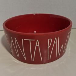 Rae Dunn Artisan large 8" red SANTA PAWS dog bowl Farmhouse Christmas $15 FIRM