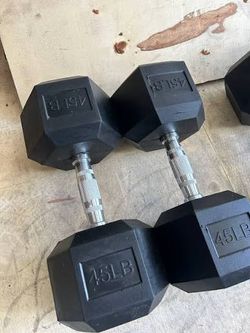 45 lb Rubber Hex Dumbbells Pair