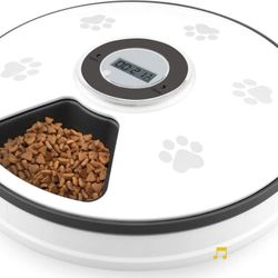 Chintu Automatic Cat Feeder, Auto Cat Food Dispenser -6 Meals Pet Wet Food Dispenser for Small Pet with Programmable Timer Portion Control 