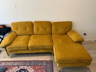Yellow Velvet Sectional Sofa Couch