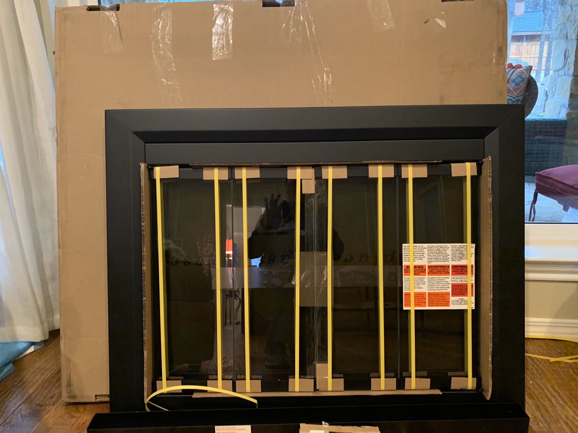 Medium glass fireplace doors