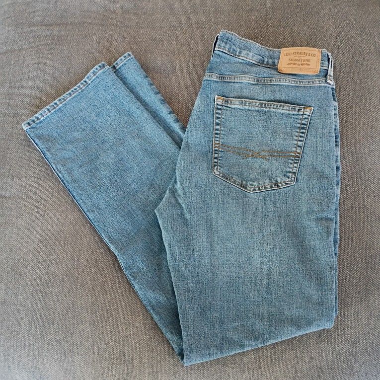 Men's Levi Strauss & Co. Signature Jeans, Levi's Straight Fit, Light Blue, Size 36X34