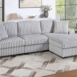 Corduroy Sectional With Reversible Chaise