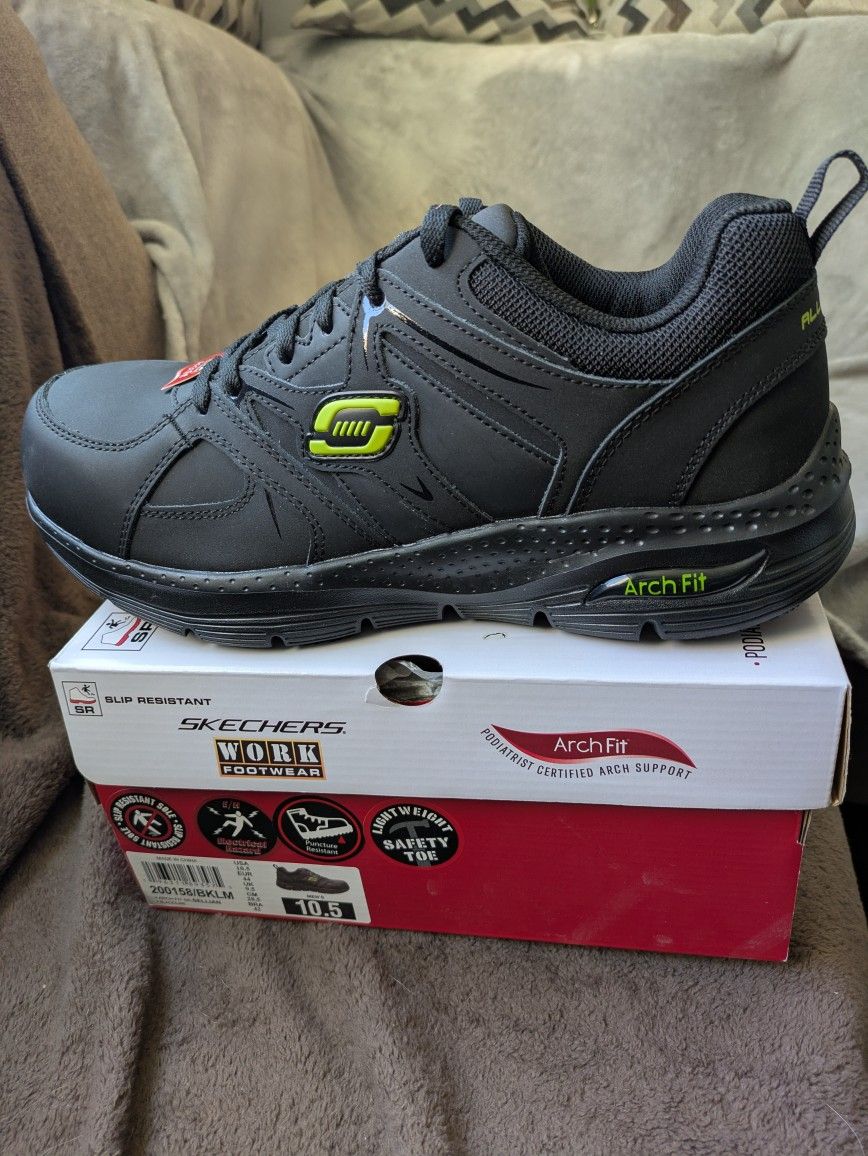Sketchers, Work Boots With Protection In Toe Area, Size 10.5 Man Brand New.