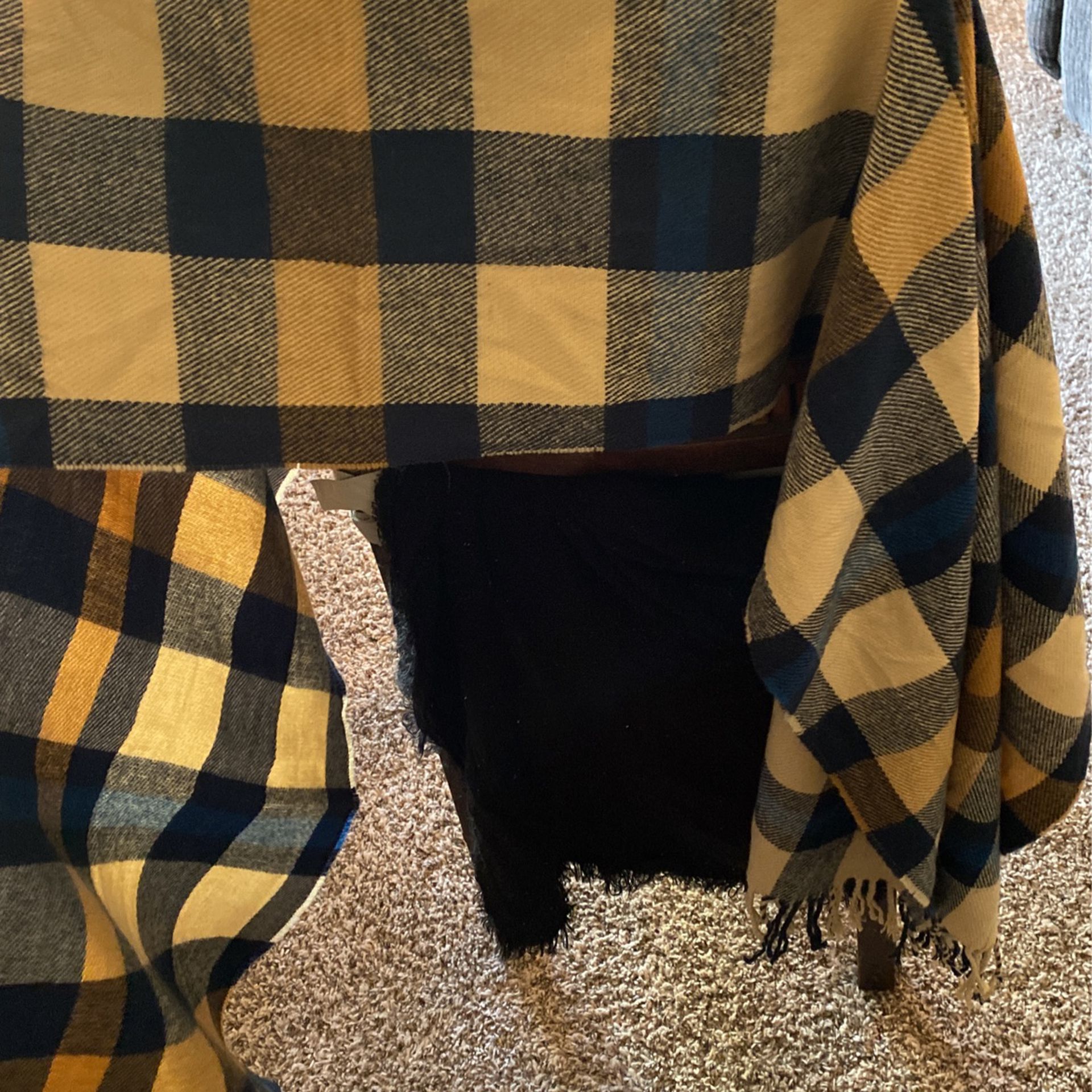 Plaid scarf with brown and black in colors
