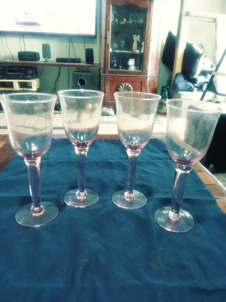 Beautiful rose colored wine glasses