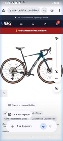 Cannondale topstone road bike size medium