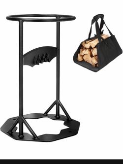 Carbon Steel Kindling Splitter with Firewood Tote Bag