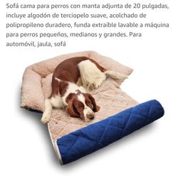 Sofá cama para perros con manta adjunta de 20 pulgadas
incluye algodón de terciopelo suave, acolchado de
polipropileno duradero, funda extraíble lavab