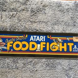 Charley Chucks Food Fight Atari Original Glass Arcade Video Game Marquee Sign Header 