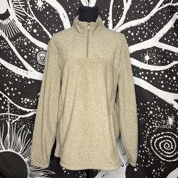 Croft & Barrow Tan Fleece Quarter Zip Pullover Men's Medium