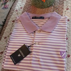 NEW Cremieux Classics Cotton Romance Purple Striped Polo Shirt, Size XL