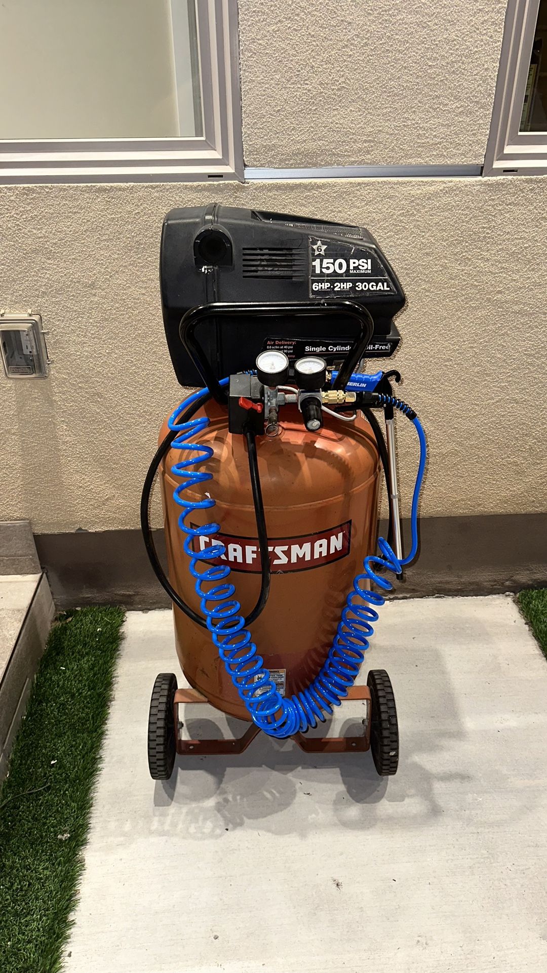 Craftsman Commercial Air Compressor 30 Gallons 150 PSI 2 - 6 HP Manual Good Working Order