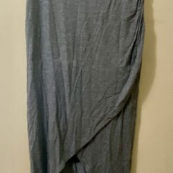 Forever 21 SKIRT Women's M Gray Maxi Wrap Pull On Lined Soft Jersey 