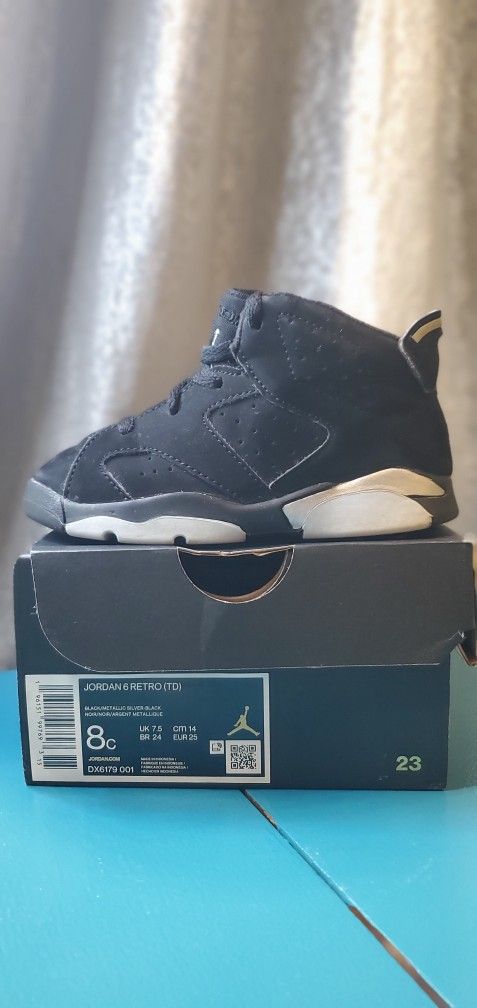 Size 8C Nike Air Jordan 6 Retro TD Chrome Black Suede Shoes