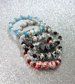 Handmade Glass Beaded Stretch Bracelets For Women, Pack Of 10 Pcs