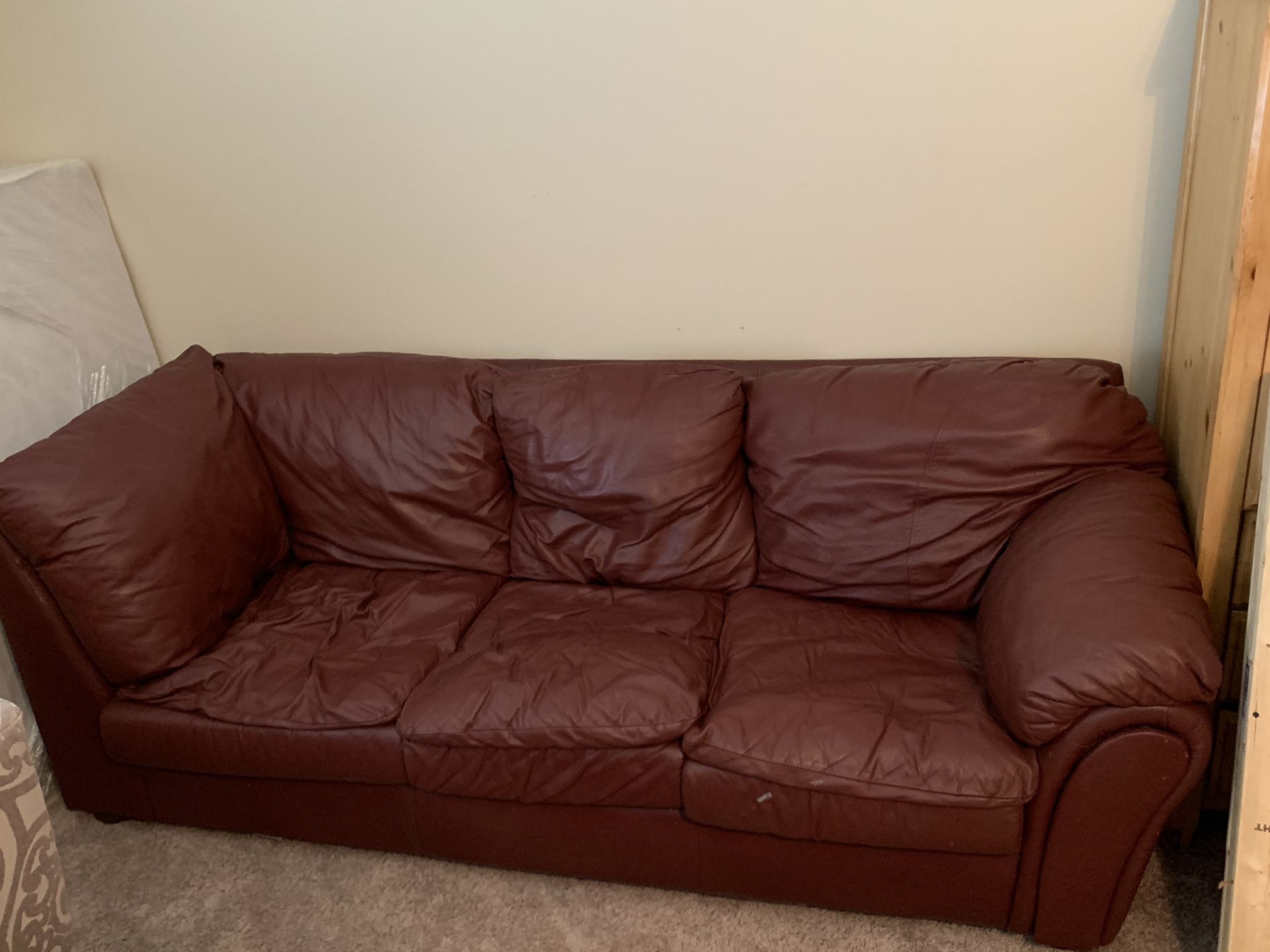 Leather Couch, Over Stuffed