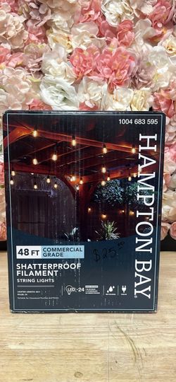 Hampton Bay 24-Light 48 ft. Indoor/Outdoor Plug-In Filament LED S14 Edison Bulb String-Light