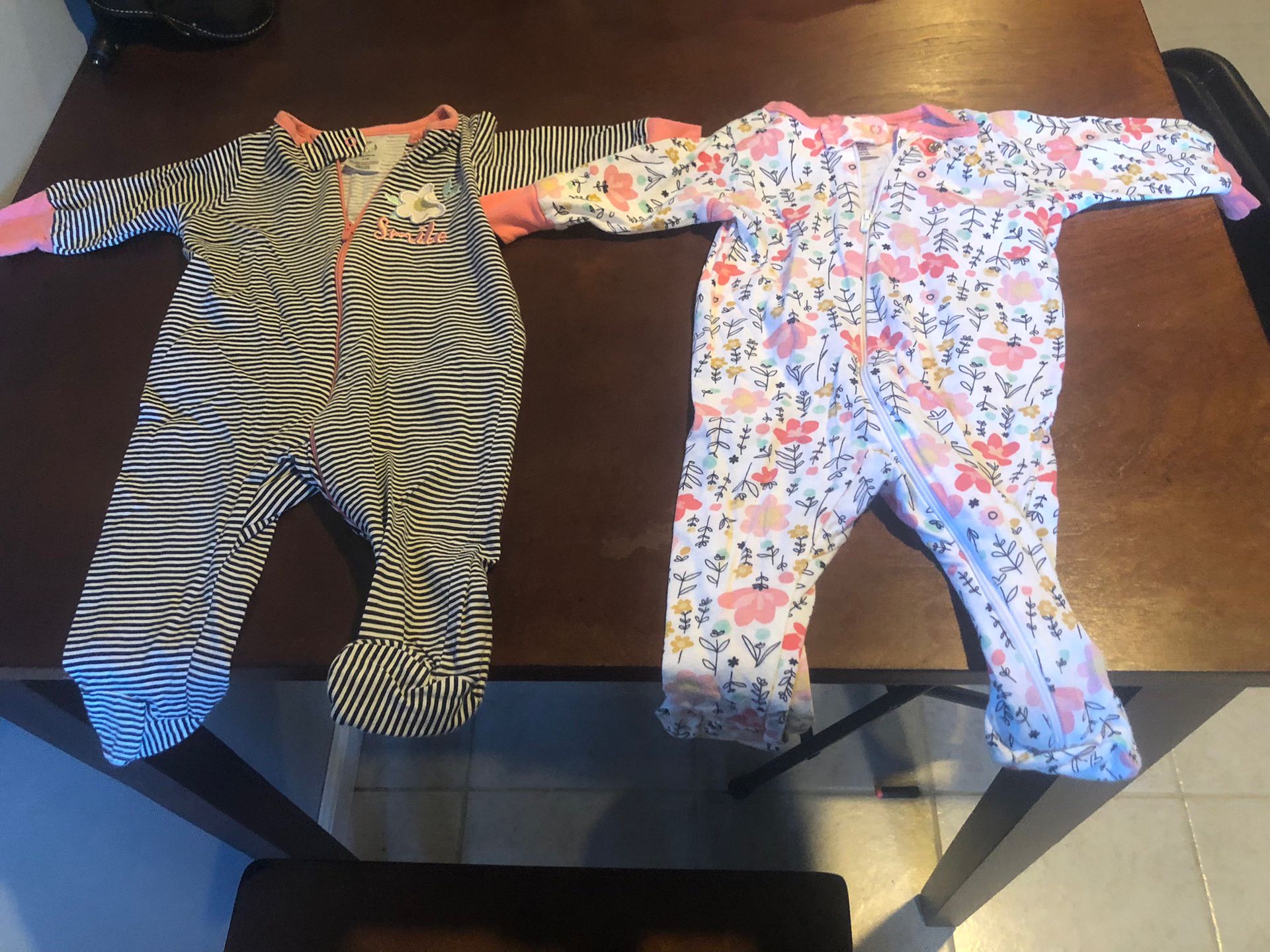 Gerber Baby Girl Set Of 2 Footed Pajamas