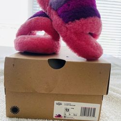 UGG, Fluff Yeah slide, Girls Size 13, Purple and Pink,