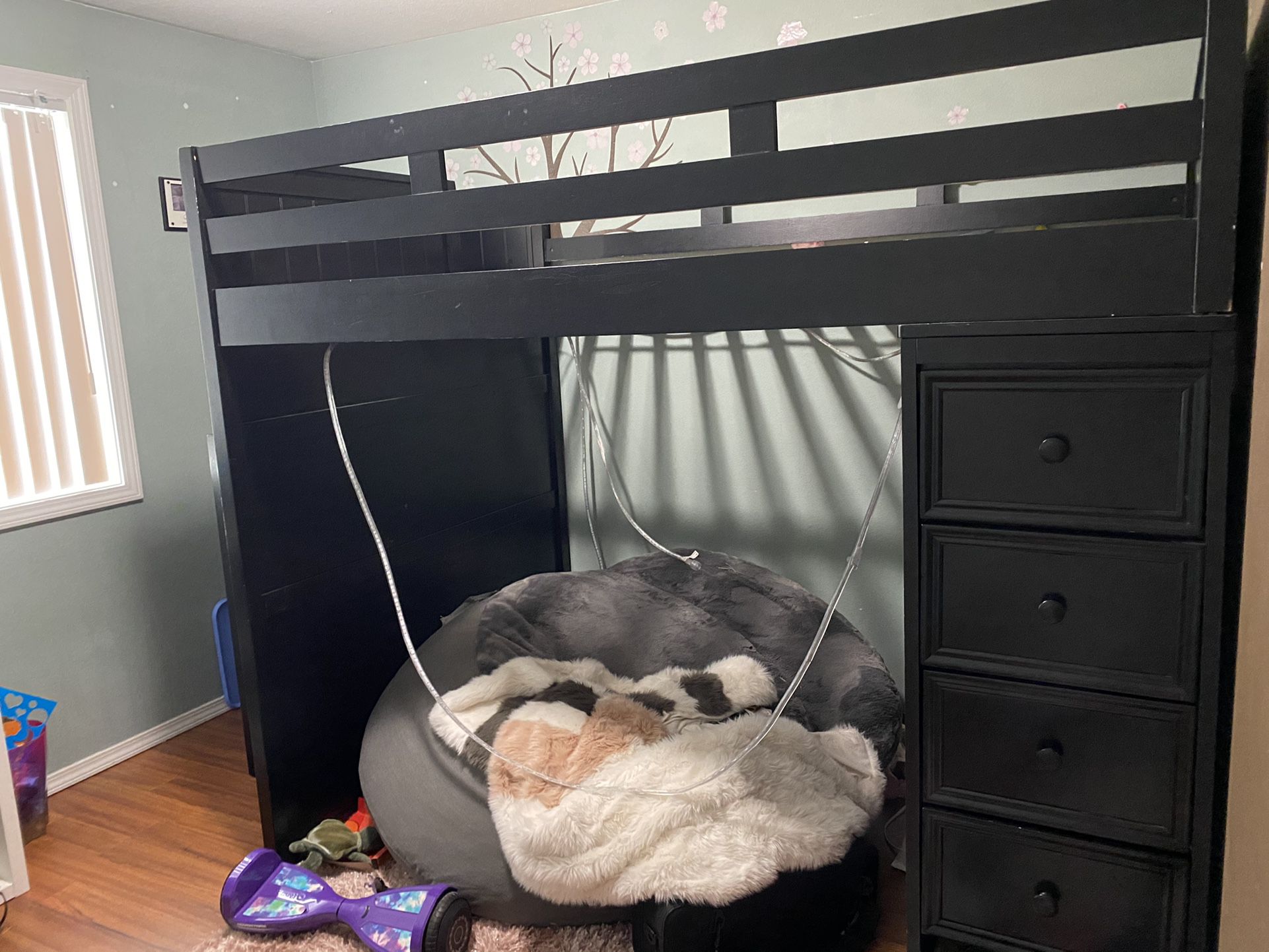 Full Loft Bed With Stairs And Drawers 