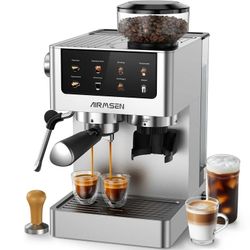 Espresso Machine with Grinder, Espresso Coffee Machine with Customized Grind Amount & Coffee Volume, Cold Brew Coffee Maker for Cappuccino Latte Ameri