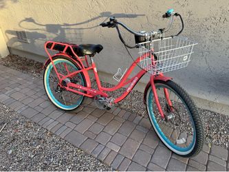 Pedego E-Bike Comfort/Beach Cruiser Coral/Pink/Teal Color 26 inch