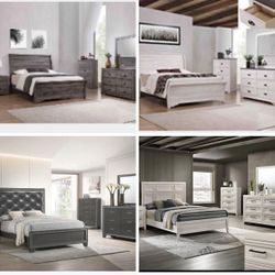 4- Pc Bedroom set Dresser,Mirror  Nightstand (1) Queen size bed frame  Not including Mattress and Box Sp