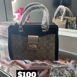 Coach Tan And Black Handbag Purse