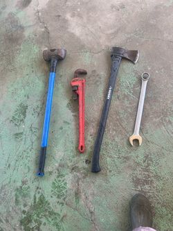 Mixed Hand Tool Lot – Hammer, Axe, Wrench Set