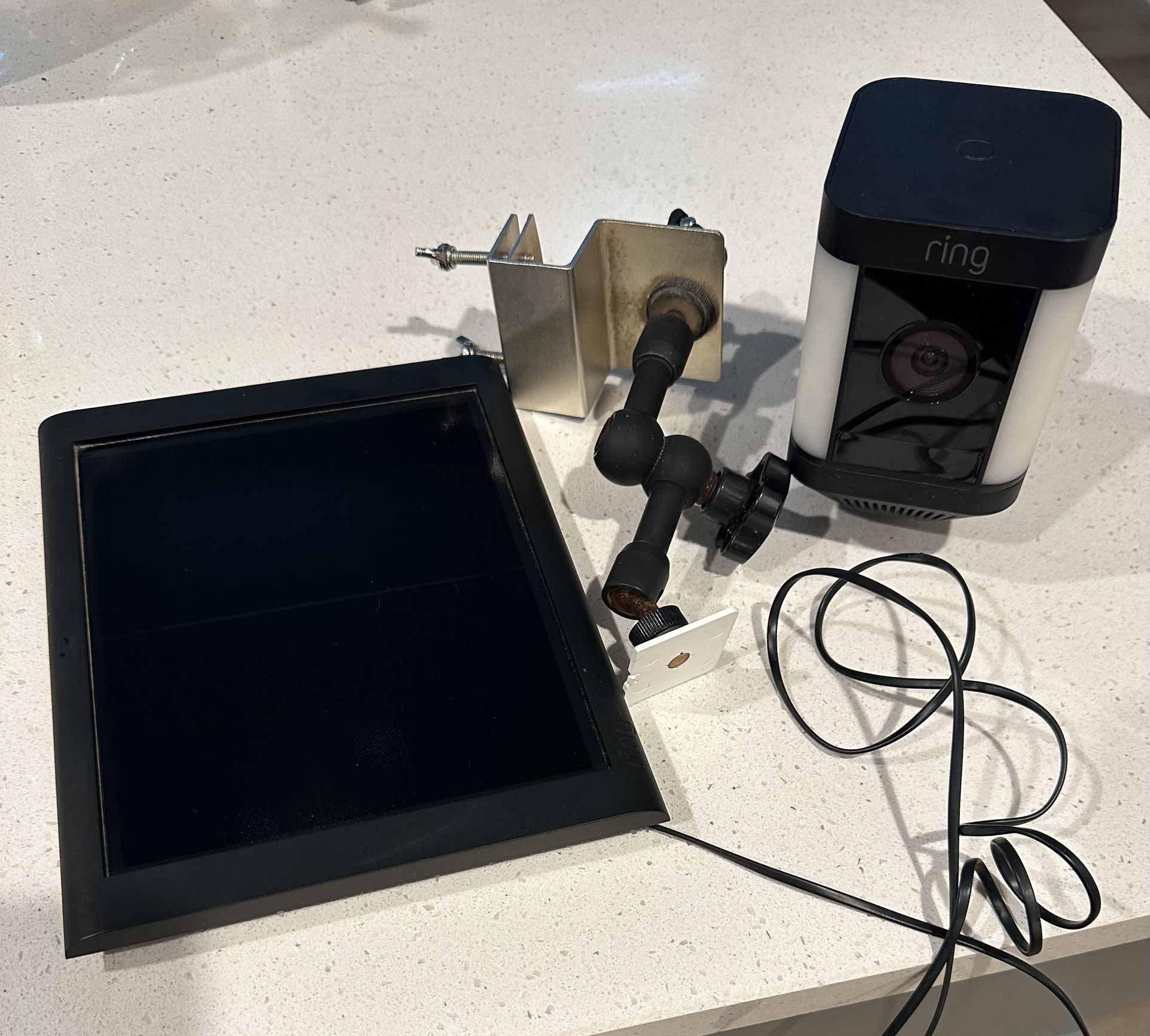 Ring outdoor spotlight security camera w/ solar panel and FREE