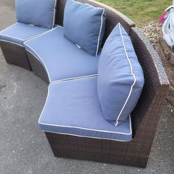 3pc Curved Outdoor Wicker Sofa