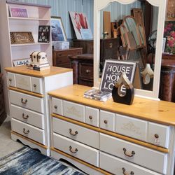 DRESSER SET(LONG DRESSER; TALL DRESSER AND MIRROR)