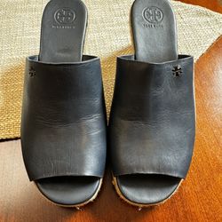 Tory Burch Navy Sandal/Wedge/Mule