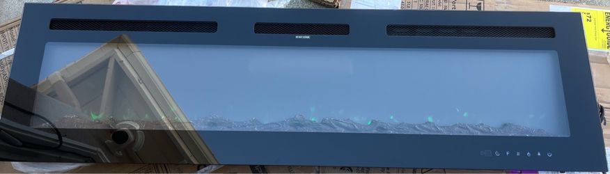 Electric Fireplace Insert 60 Inch, Wall Mounted, Remote Control, 12 Colors Recessed Mount, 750/1500W, Timer, Adjustable Thermostat, Overheat Protectio