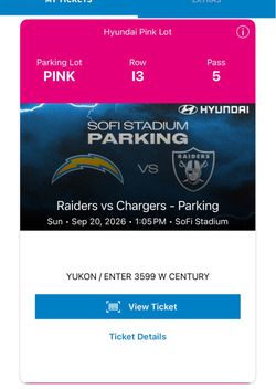 Chargers vs Raiders Tailgate Pass