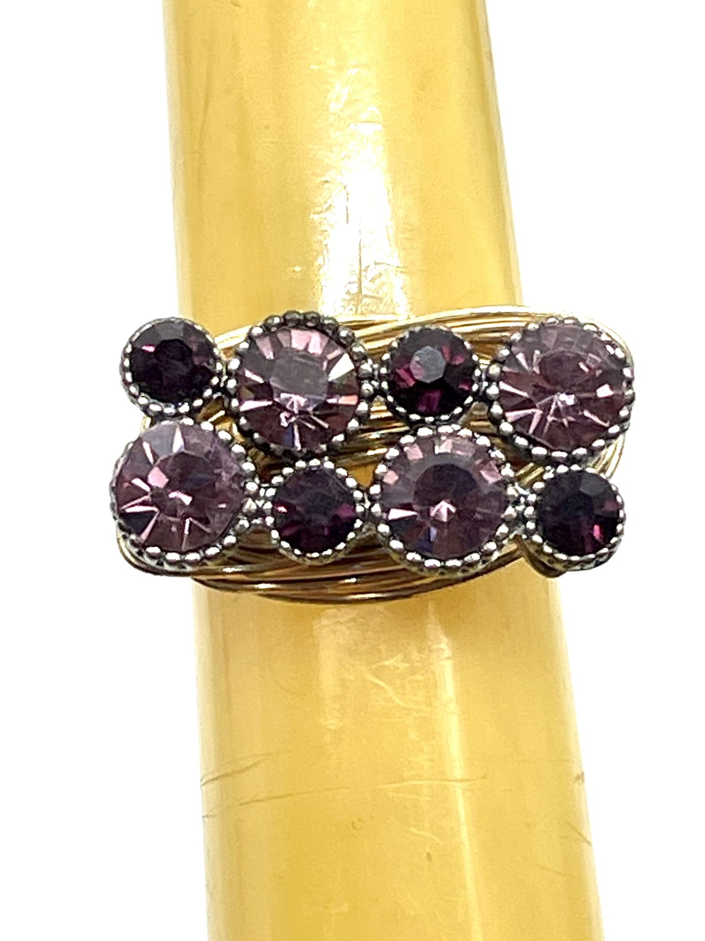 Wire Wrapped Rhinestone Ring Sz5