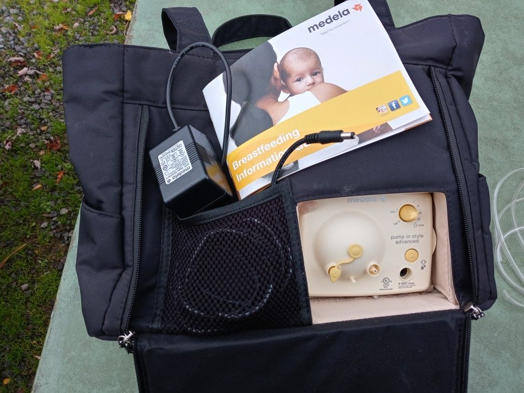 Medela Breast Pump In Black Compartment Bag/Electric Adapter/book Only