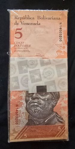 Venezuela UNC Replacement Note 5 Bolivares Bs