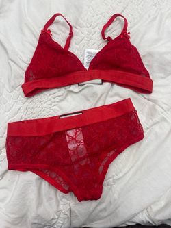 S  Red Lace Bralette & Brief Set
