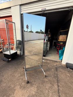 Rolling movable double sided heavy duty mirror