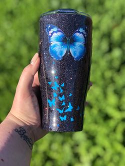 Butterfly glitter tumbler