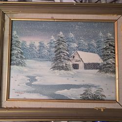 "Snowfall at Dawn" oil painting with certificate of authenticity