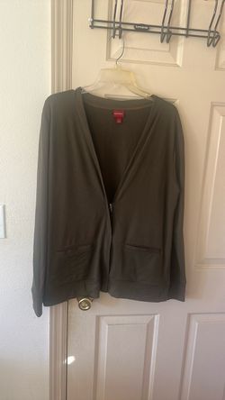 Merona Olive Green Zip-Front Cardigan Size L