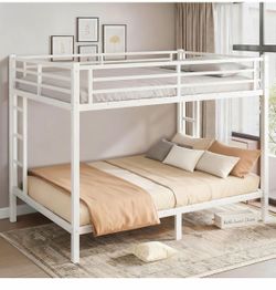 White Metal Bunk Bed Frame Full over Full