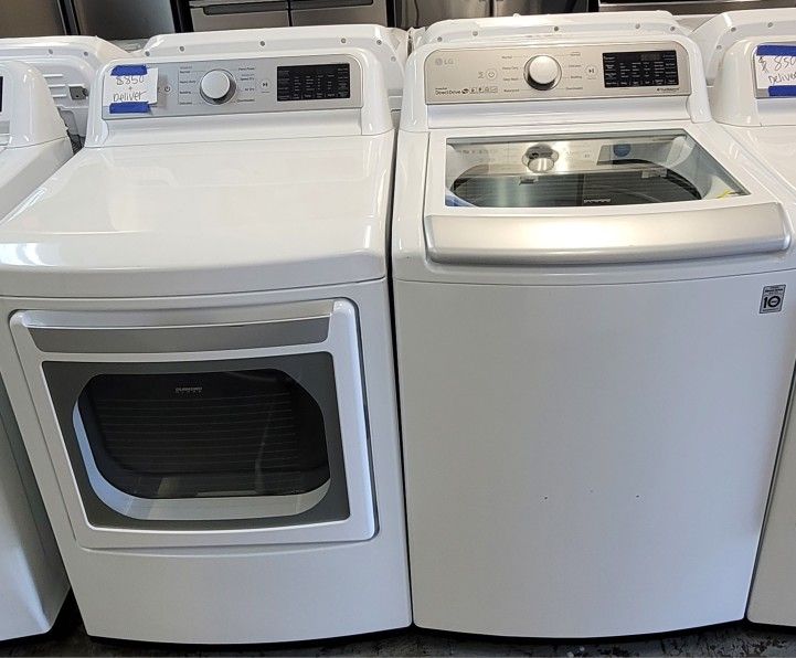 LG Large Capacity 5.0cu Ft Top Load Washer And Gas Dryer Set