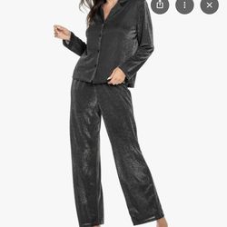 Linea Donatella Women's Metallic Lurex Knit Pajama Set